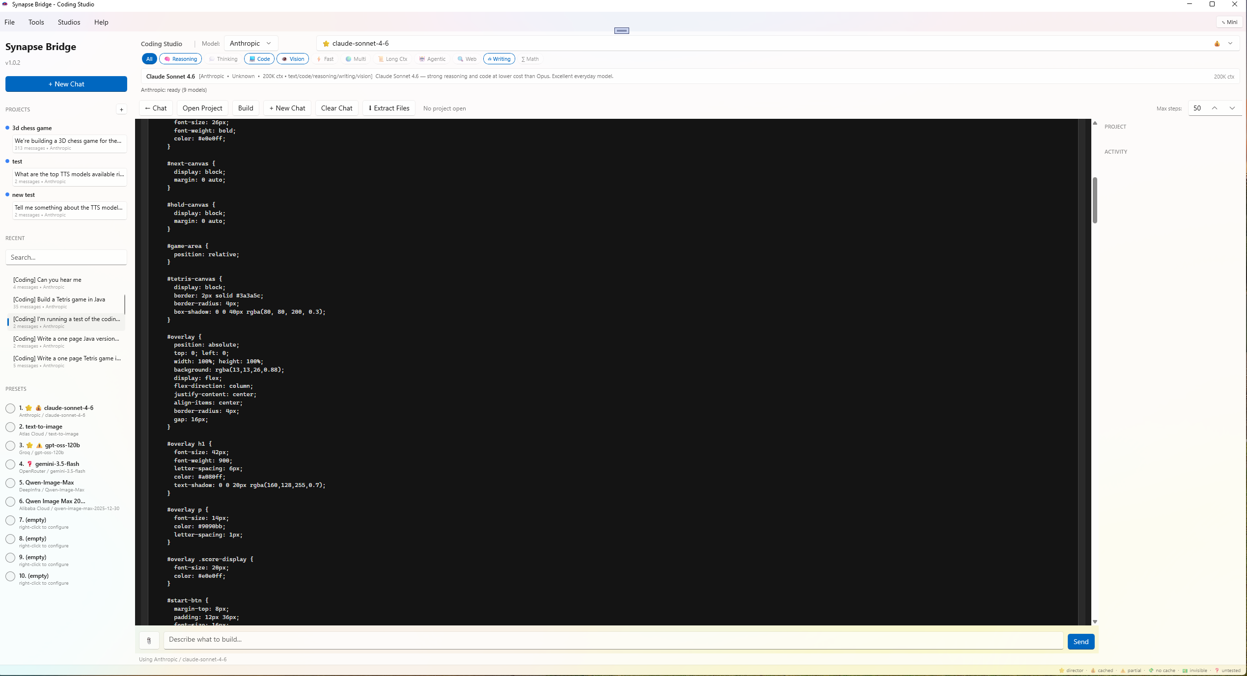 SynapseBridge Coding Studio with agent